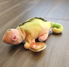 Ty Original Beanie Baby Rainbow 1997 Retired Iggy PVC Pellets; Errors 