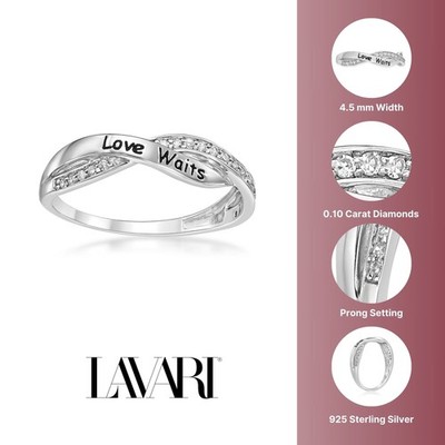 Sterling Silver Love Waits Purity Ring 0.10 Cttw Diamonds Size 9