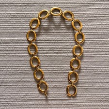 Vintage Women's Gold Oval Link Chain Belt Statement High Shine Metal 30 Inch