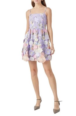 Endless Rose Lilac Purple Floral Embroidered Minidress Size Small $250