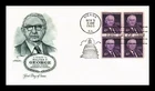 DR JIM STAMPS US COVER SENATOR WALTER F GEORGE MEMORIAM FDC BLOCK OF 4