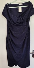 Quiz ladies navy glitter midi wrap dress size 16 RRP £39.99