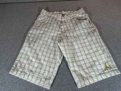 Jordan Shorts Mens 34 White Plaid Golf Bermuda Lined Seersucker Nike Vintage Y2K