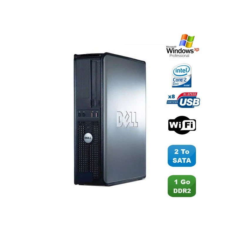 PC DELL Optiplex 760 DT Intel Core 2 Duo E8400 3Ghz 1Go DDR2 2 To WIFI XP Pro - Photo 1/1
