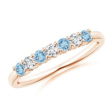 Sterling Silver Round Aquamarine Gemstone Eternity Prong Anniversary Ring