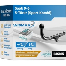 ANHÄNGERKUPPLUNG für Saab 9-5 99-11 abnehmbar BRINK +13pol E-Satz ABE