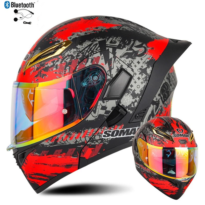 DOT Modular Flip Up Bluetooth Motorcycle Helmet Dual lens Crash Motorbike Helmet - Image 3 of 4