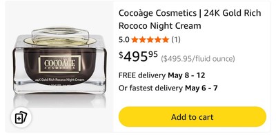 COCOAGE 24K Gold Rich Rococo Night Cream 1.0fl oz/30ml Anti-aging NIB