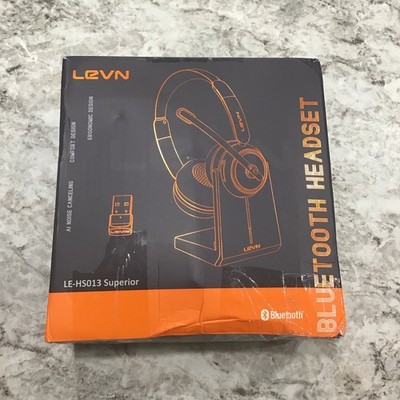 LEVN LE-HS013 Superior Bluetooth Headset w/ Noise Cancelling & Charging Stand