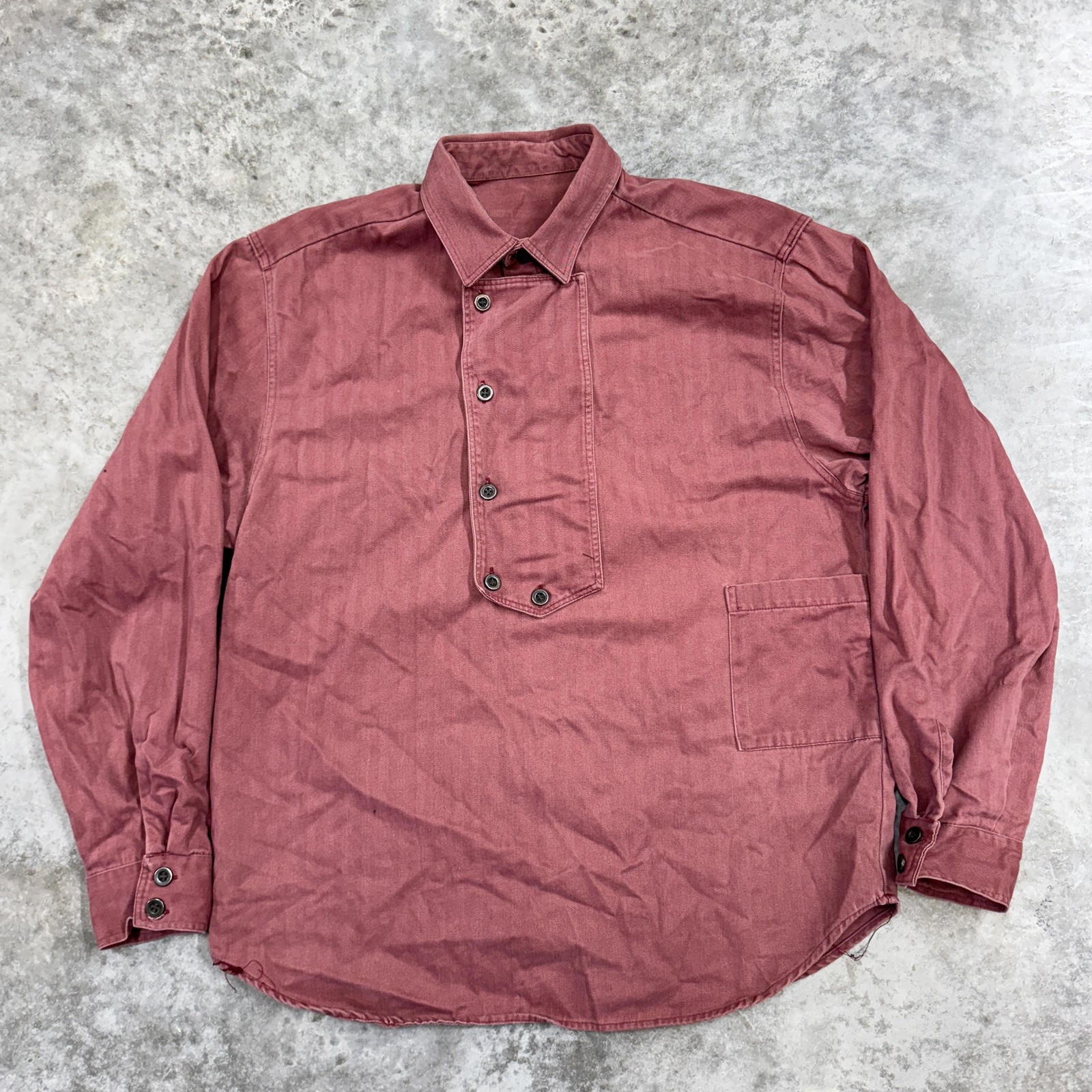 Vintage Wah Maker shirt mens Large Popover bib pullover western twill workwear