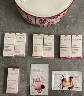 Clarins 10pc Sample Kit Extra-Firming Day Night Cream Eye Balm Treatment Essence