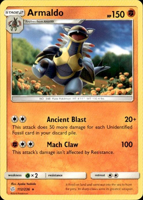 Pokemon Armaldo SM - Cosmic Eclipse 112/236 Light Play LP+ or Better
