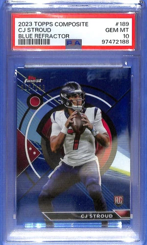 2023 Topps Compositie CJ Stroud Finest Rookie RC Blue Refractor /199 PSA 10 #189