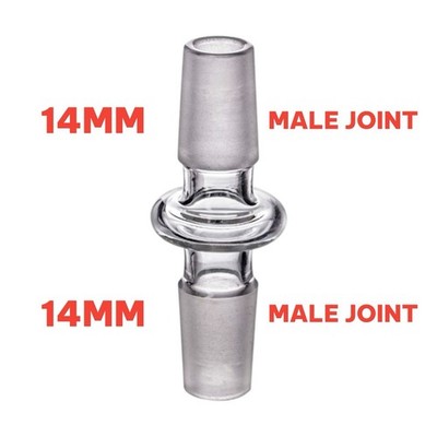 14MM Male to 14MM Male Glass Adapter   High-Quality Borosilicate Glass