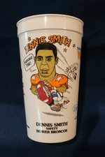 DENVER BRONCOS 1990 DENNIS SMITH & DAN REEVES SOUVENIR CUP TACO BELL (DB)