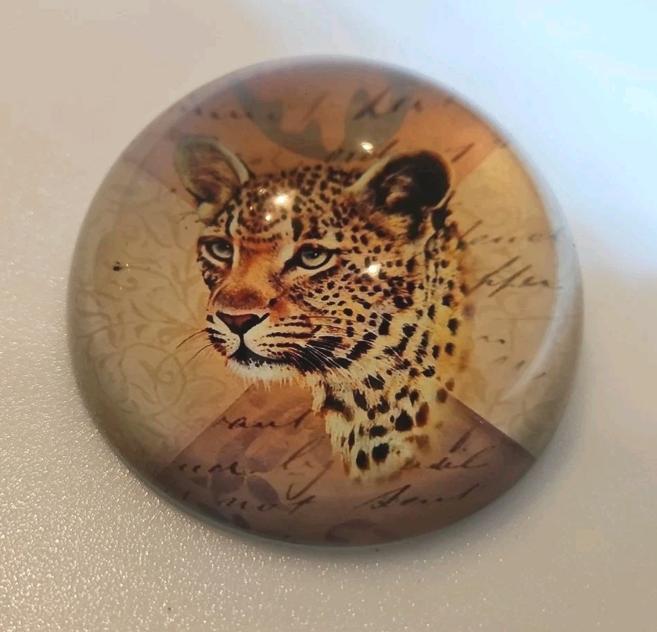 Lote de 2 PISAPAPELES de Vidrio Vintage Jirafa Mamá con Fondo de Fieltro 3"d Bebé y Tigre Foto 4 de 4