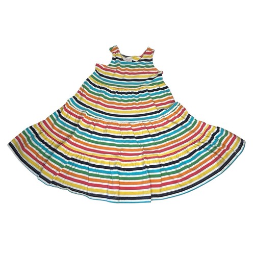 HANNA ANDERSSON Girls Size 110 US 5 Rainbow Stripe Tiered Twirl Sleeveless Dress