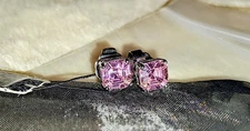 CZ by KENNETH JAY LANE 5 Cttw Asscher Cut CZ Stud Post Earrings - PINK - NEW!!