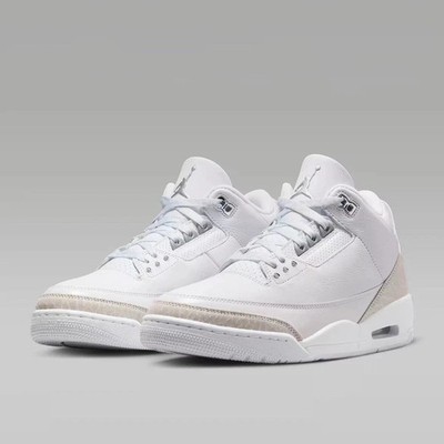 Air Jordan 3 Retro Men's Sz 12 White/Metallic Silver-White CT8532-111 Fast Ship