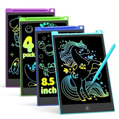 4 Pack LCD Kids Colorful 8.5 Inch Portable Travel Drawing Board Tablet