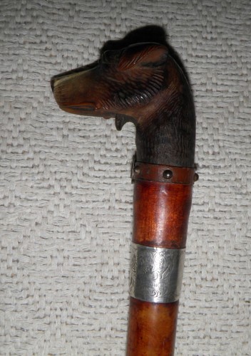 Bastón victoriano soporte para guantes mango de perro sello collar de plata 1881 - Imagen 9 de 15