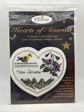 The Victoria Sampler HEARTS OF AMERICA Cushion/Cross Stitch Kit NEW JERSEY