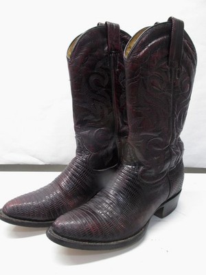 Bench Made Mens Handmade Black Cherry Teju Lizard J Toe Boots 7.5D Nice! D13