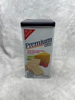 Vintage Nabisco Premium Saltine Crackers Canister Tin 16 oz. Dark Blue Lid