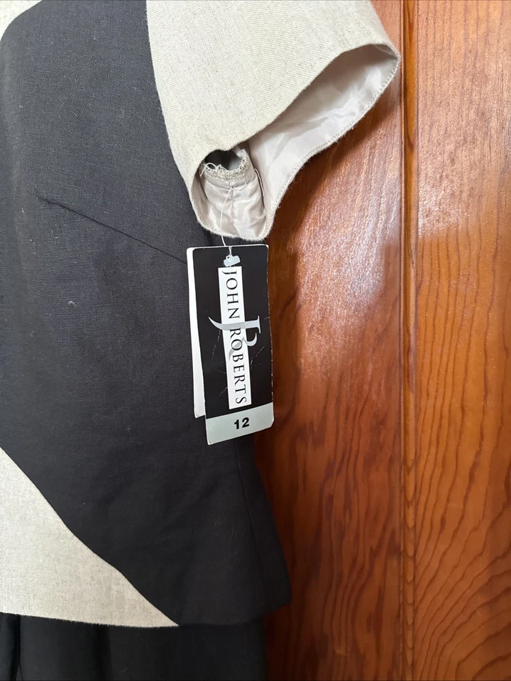 Vintage NWT John Roberts Women’s Pant Suit Taupe Black 90s Sz 12 - Изображение 3 из 4