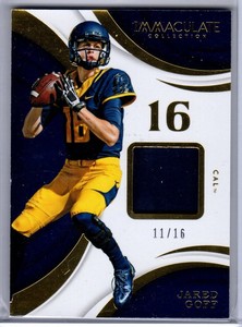 JARED GOFF 2018 IMMACULATE COLLEGIATE GAME USED JERSEY /16 DETROIT