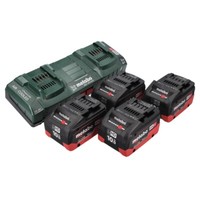 Metabo 18 V Basis Set 4X Akku 10,0 Ah Lihd + Asc 145 Duo Doppellader Cas System
