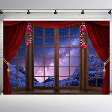 10x8ft Winter Snowy Mountain Night Starry Sky Vinyl Backdrop Photo Background