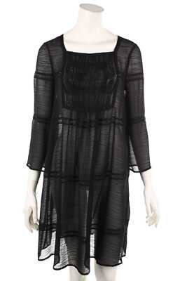 athé vanessa bruno Cocktail Dress Boho Style Lace Insert F 38 = D 36 black