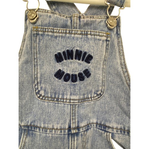 Zara Disney Minnie Mouse Denim Overalls Kids 4-5 Years Blue Front Bib Pocket - Picture 3 of 11