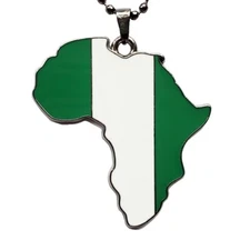 Nigeria Flag Pendant Necklace African Map Chain by Dupsie's