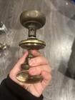 Vintage Brass 1921 Round Art Deco Dexter Crystal Glass Blooms Door Knob — photo 5