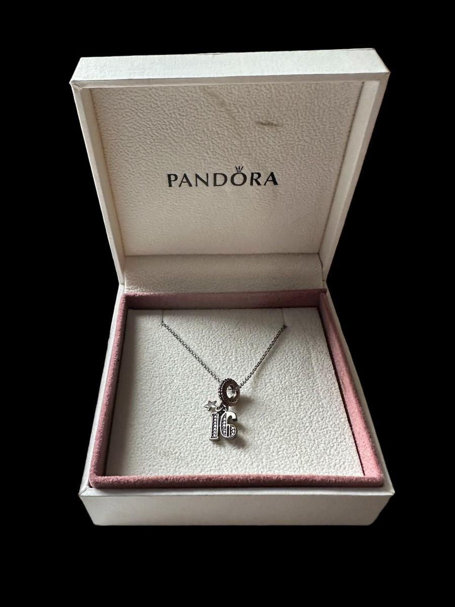 PANDORA 925 Sterling Silver SWEET 16 Pendant with 18