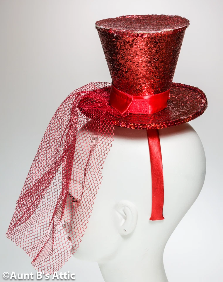 顶帽迷你红色闪光帽带头带滑稽表演女孩服装帽子 — 第 3/4 张图片