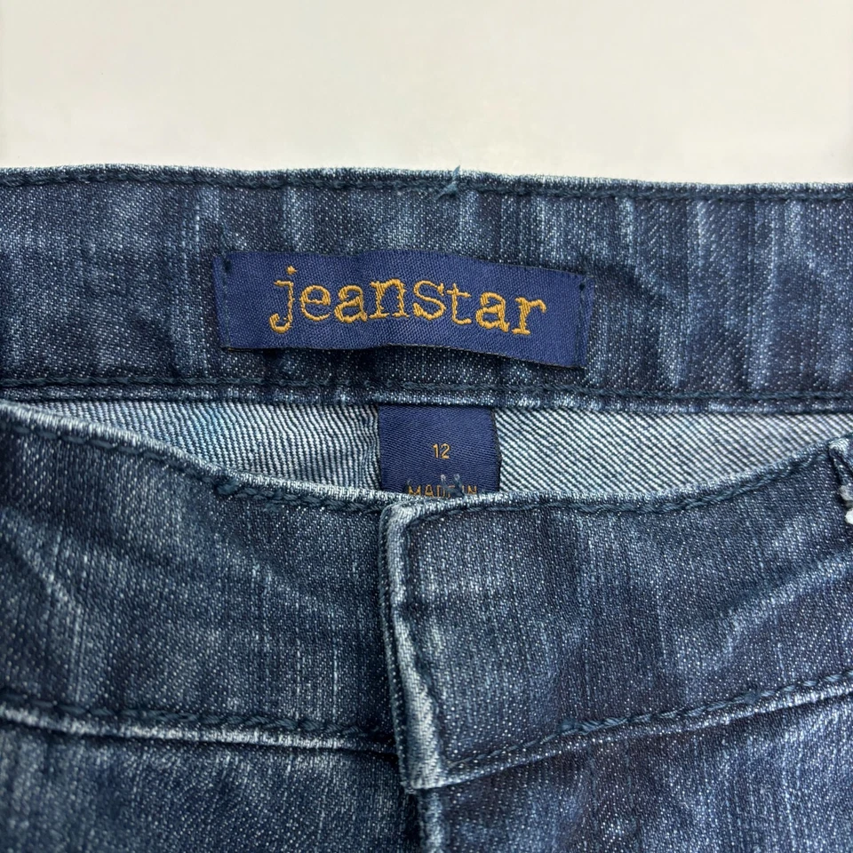 Vaqueros de mezclilla azul lavado oscuro Jeanstar de pierna recta para mujer talla 12 Foto 2 de 4