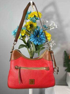 DOONEY & BOURKE Red Pebble Grain Leather Hobo Shoulder Bag