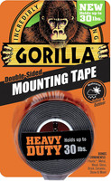 Gorilla Heavy Duty Mounting Tape, Double-sided, 1 X 60, Black Gorilla Heavy Duty Mounting Tape, Double-sided, 1 X 60, Black