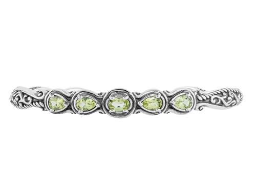 Carolyn Pollack Simply Fabulous Sterling Silver Peridot Gemstone Cuff Bracelet - Picture 2 of 2