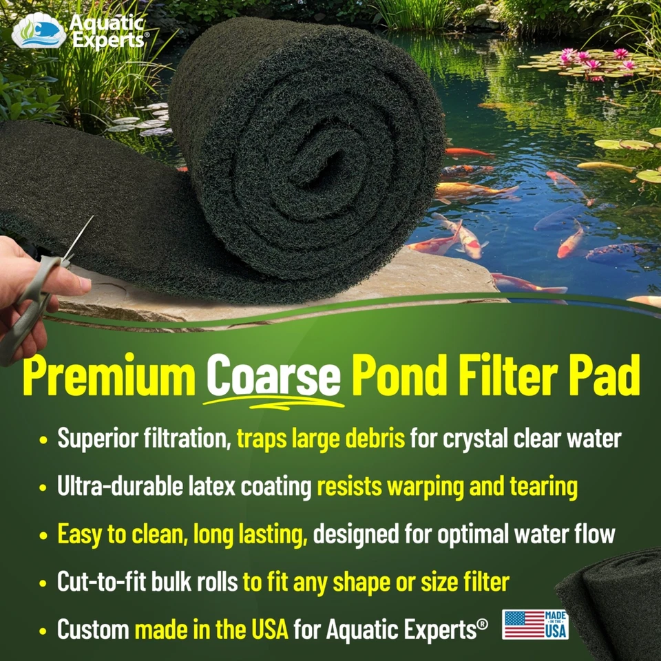 Aquatic Experts Classic Koi Pond Filter Pad COARSE, Black Bulk 3/4"-1" Thick - Image 2 of 4