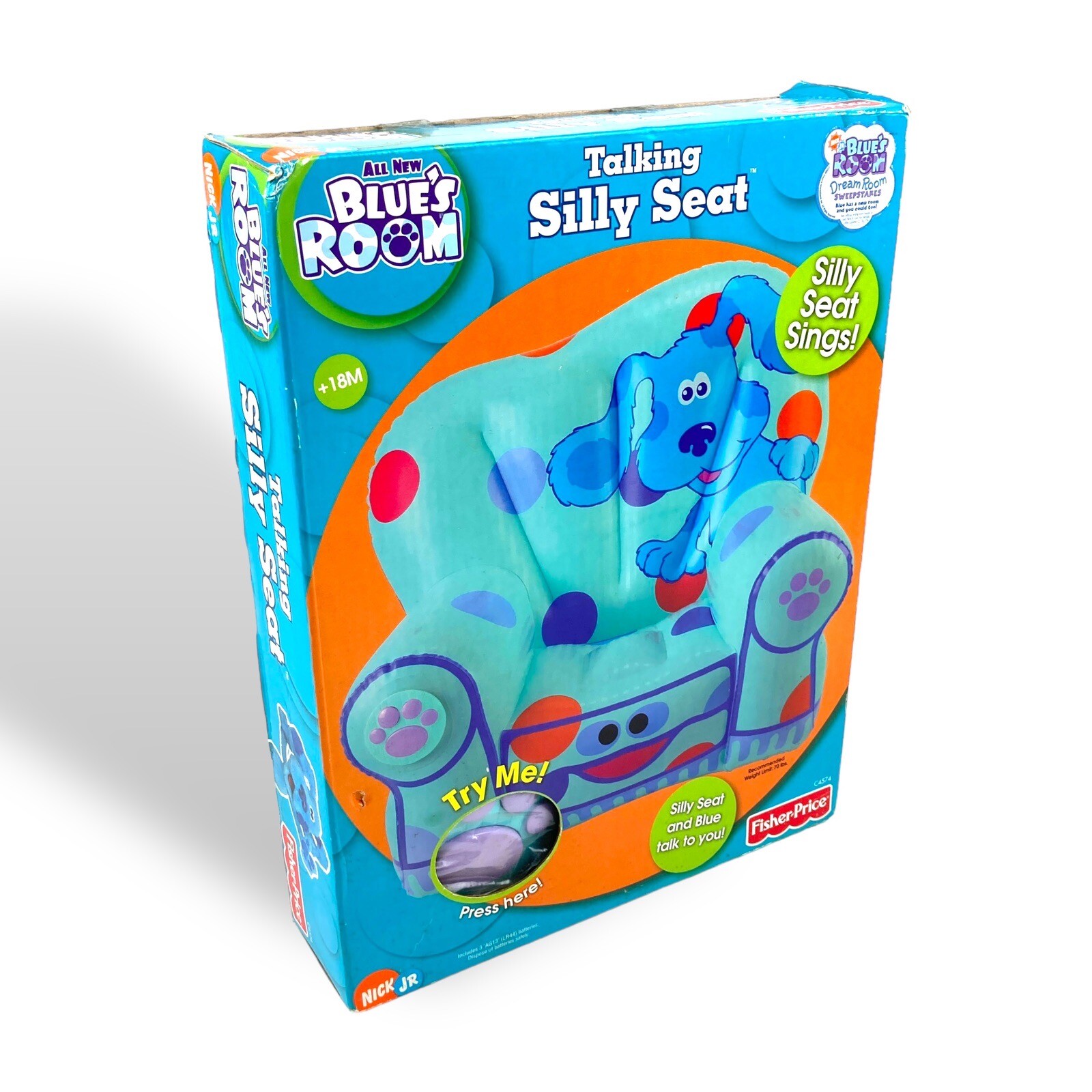 Fisher Price Blues Clues Talking Silly Seat Inflatable Chair Vintage Sealed 2003