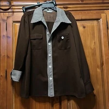 Vintage women’s Xl (see measurements) 1970’s shirt Shacket wide point collar EUC