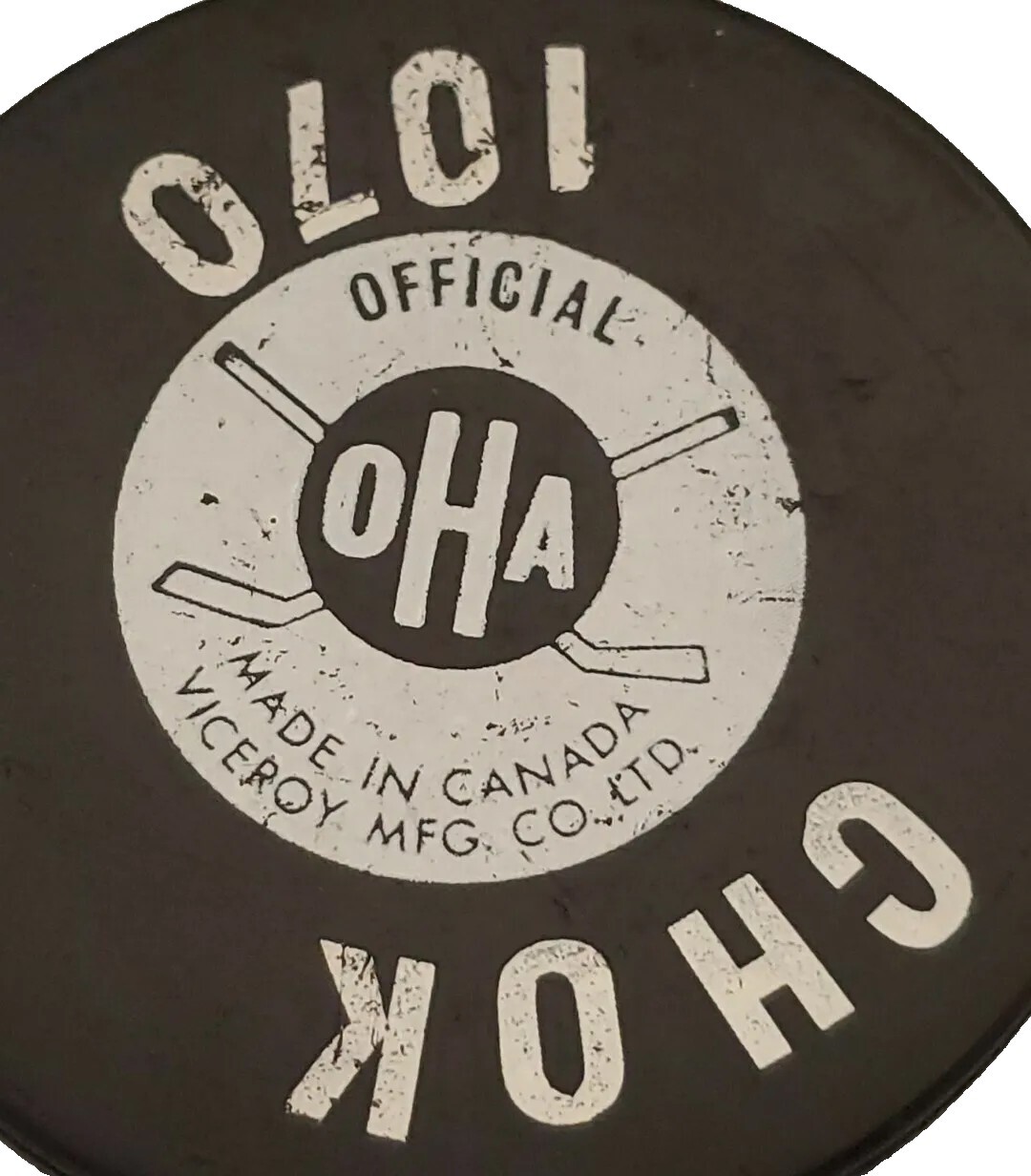 PETROLIA GLIS SQUIRES VINTAGE VICEROY MFG. OHA CHOK 1070 OFFICIAL GAME PUCK 🇨🇦