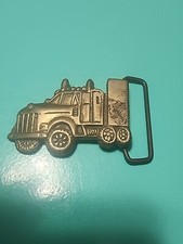 Vintage Semi Big Rig Driver Truck Solid Brass Belt Buckle Made in Taiwan Damaged