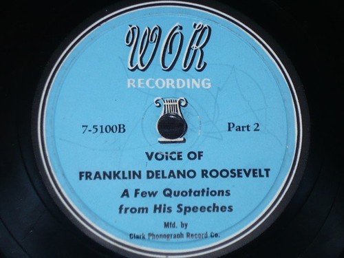 USA 78 rpm RECORD Clark Phono PRESIDENT FRANKLIN DELANO ROOSEVELT Speeches RARE - Picture 2 of 2