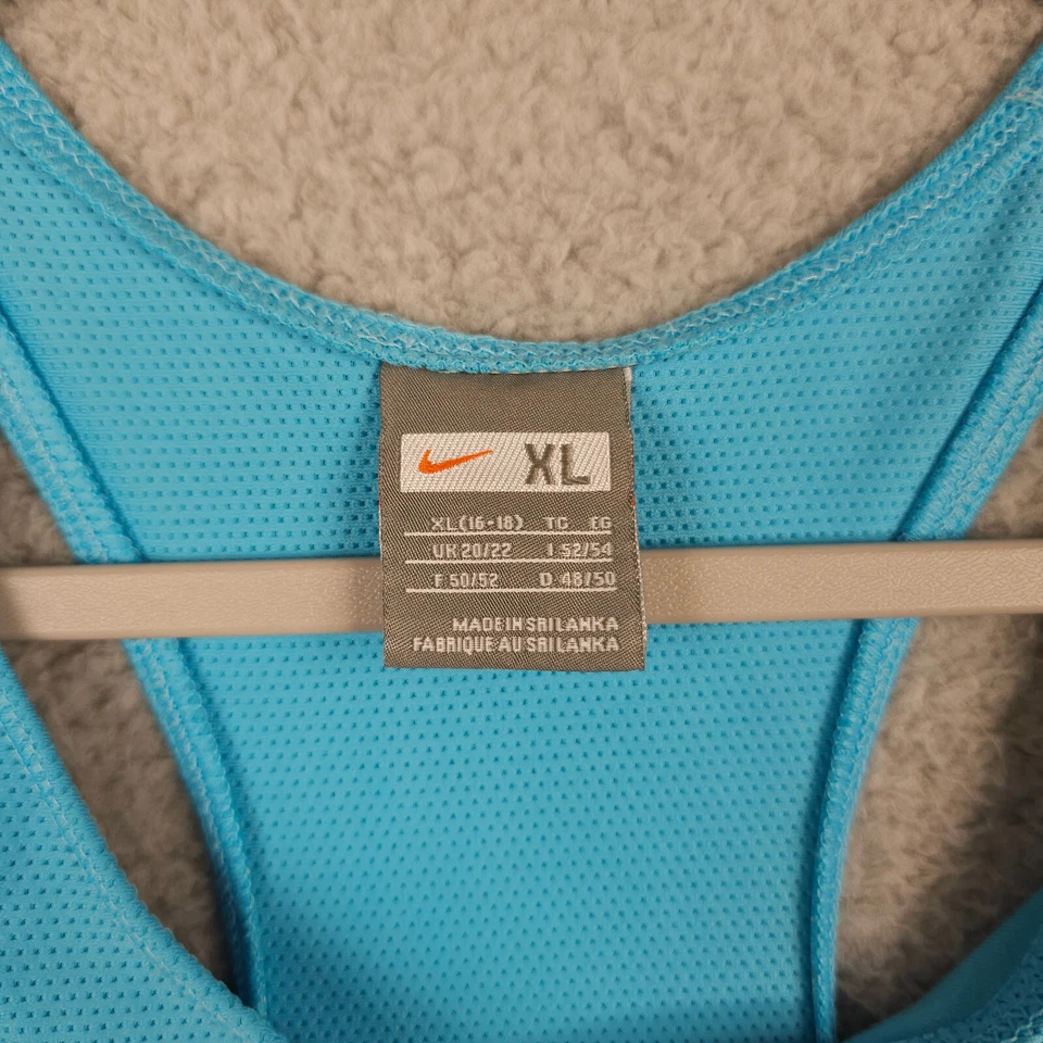 Nike Tank Top Womens XL 16-18 Blue Long Y Back Airborne Lined Active Gym Running - Image 3 of 4