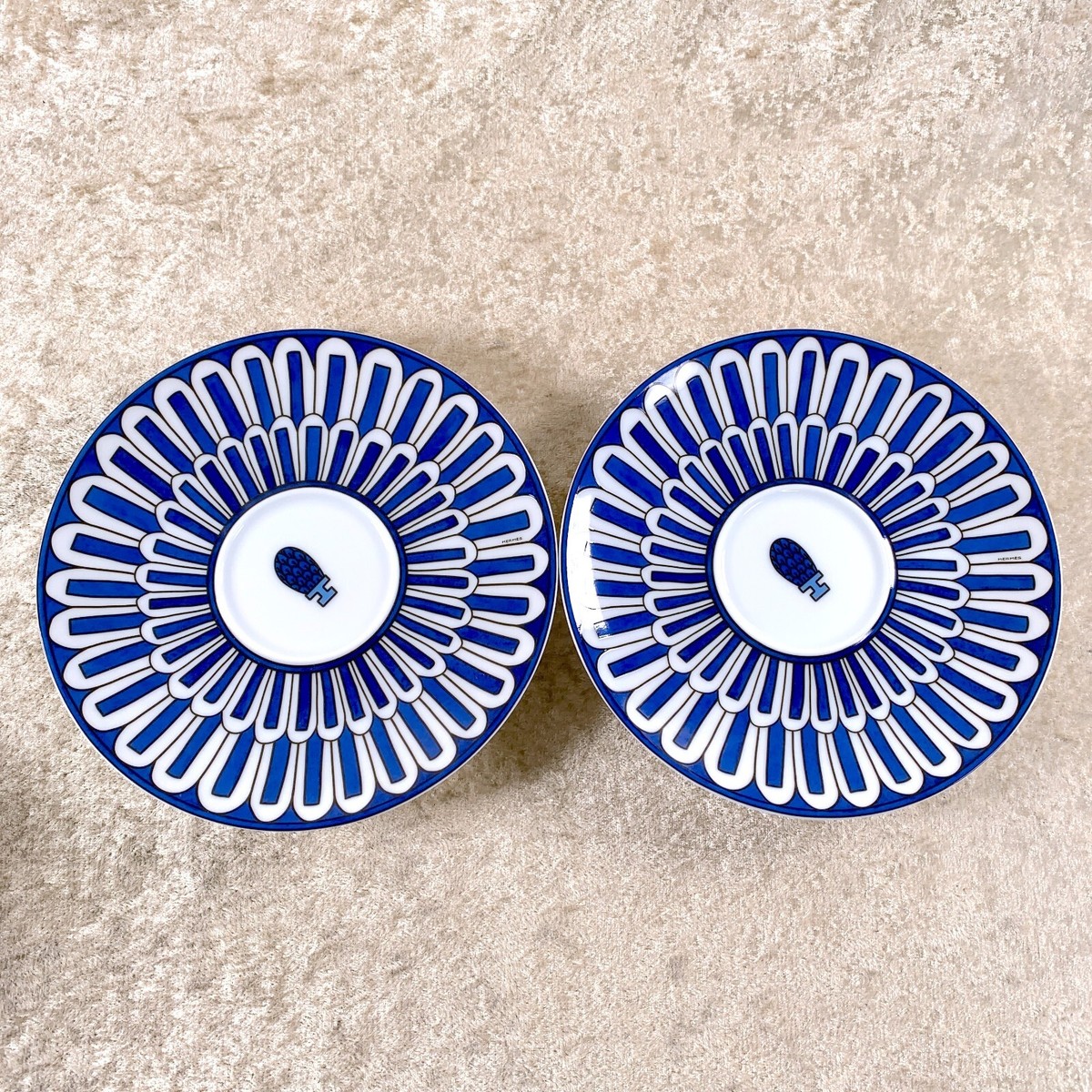 Hermes Bleus d'Ailleurs Tea Cup & Saucer 2 Sets Blue